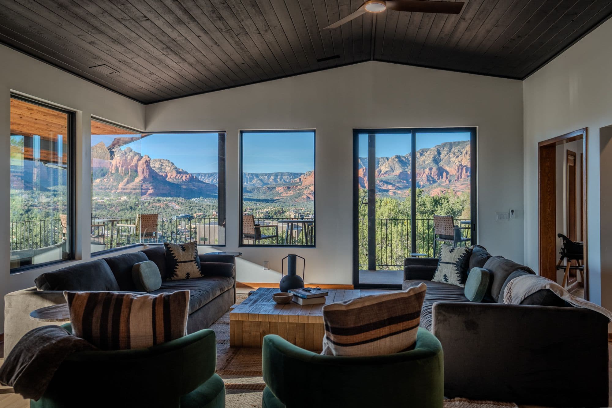 Wyatt Construction custom home interior with Sedona red rock views